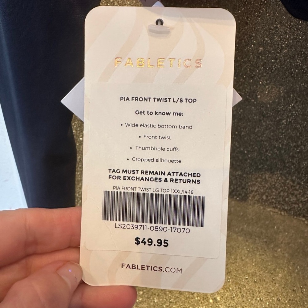 BNWT Fabletics PIA front twist top Navy Purple Orchid size XXL 14-16 - Picture 5 of 5